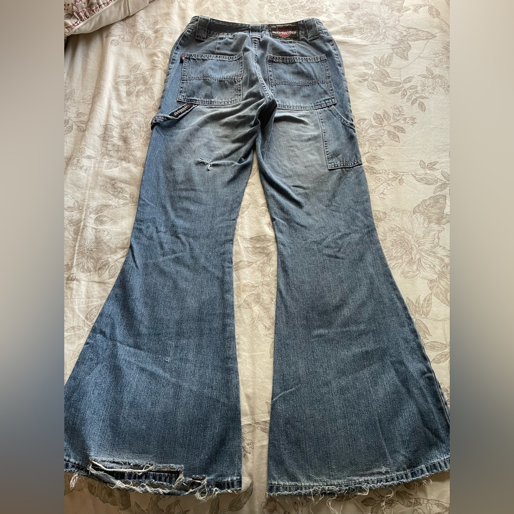 Vintage Interstate 101 Distressed‎ Low Rise Carpenter Flare Jeans 3 Bratz Party - Picture 2 of 10